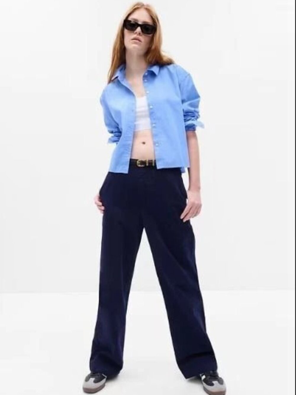 GAP Mid Rise Loose Khakis Patch Back Pockets - Blue - 16